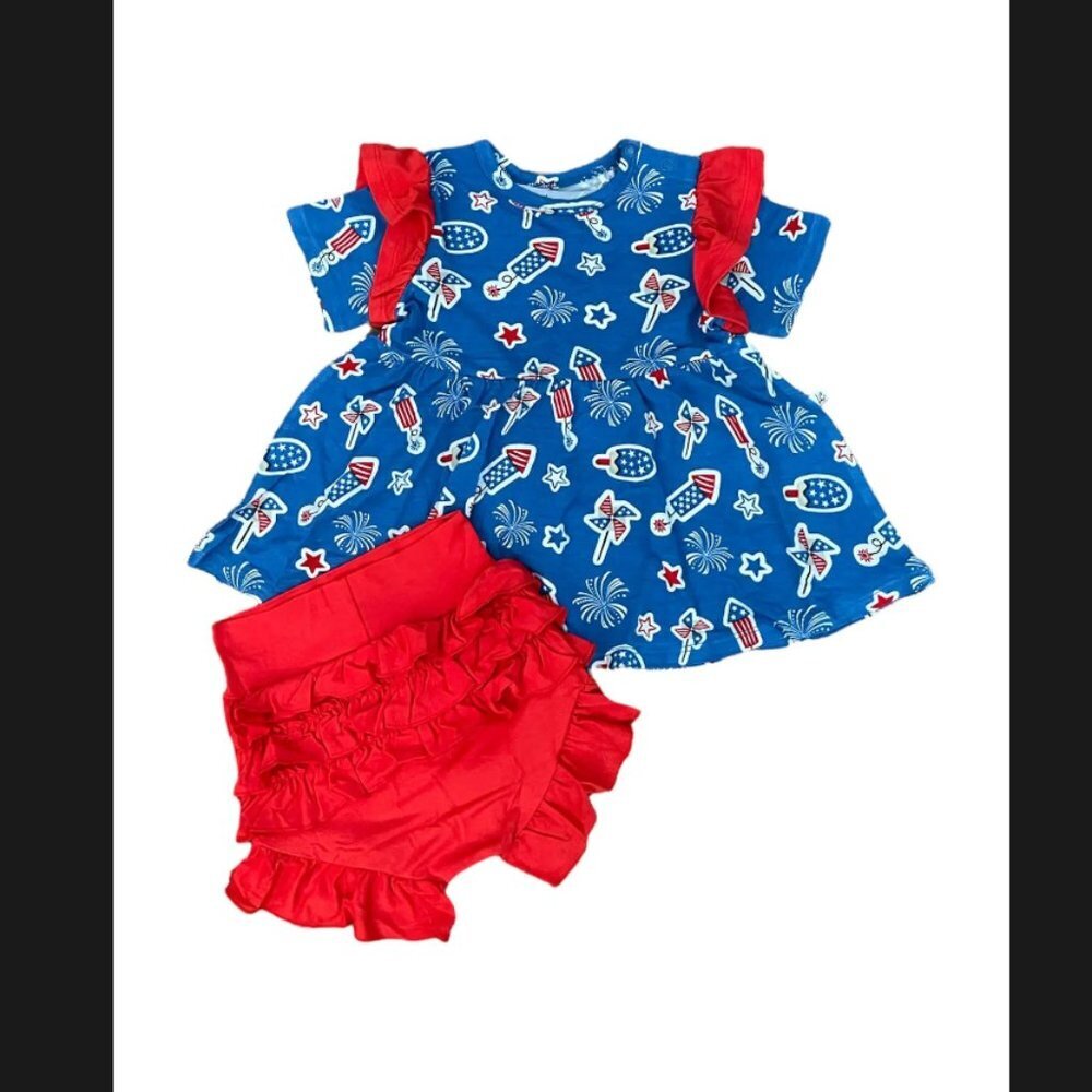 Patriotic Bamboo Peplum + Bummie Set